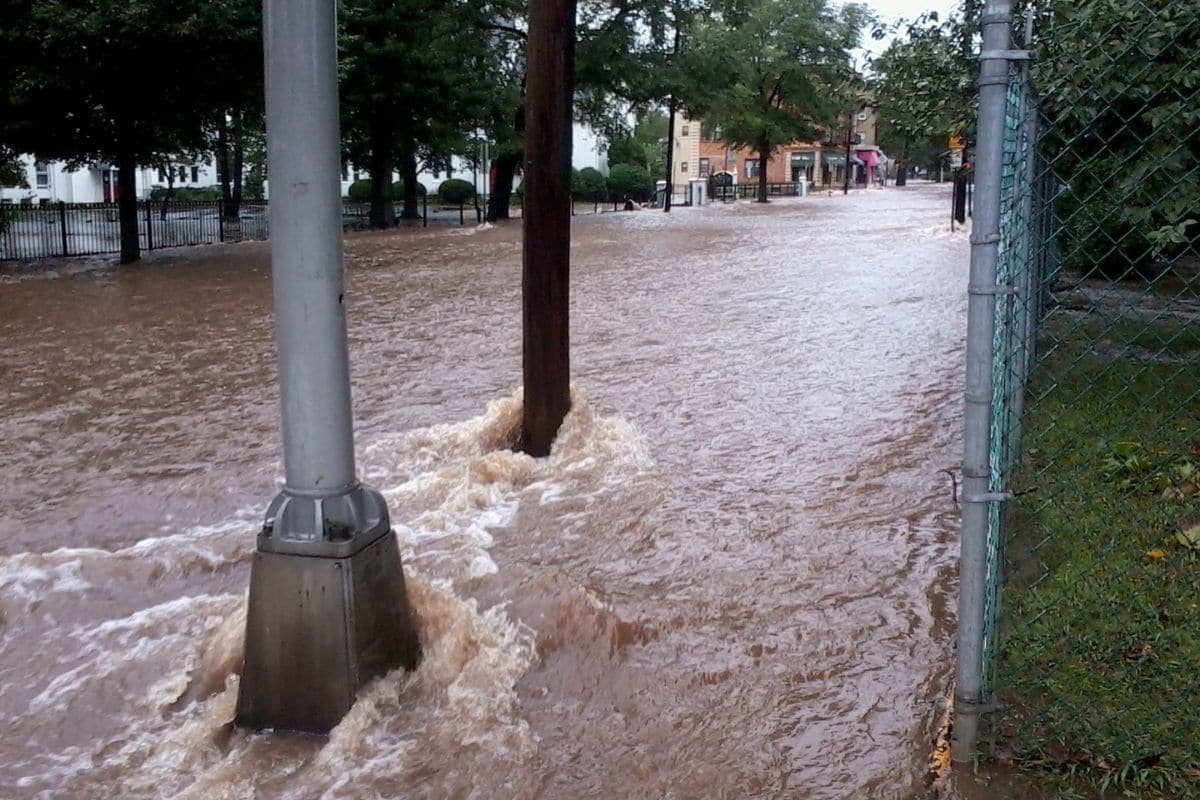 Flooded street following Hurricane Irene