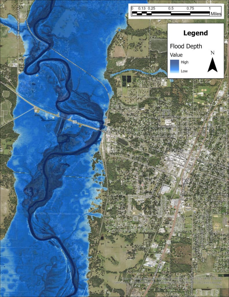Figure 1: Flood Extent of the Peace River in Arcadia, Florida After Hurricane Ian