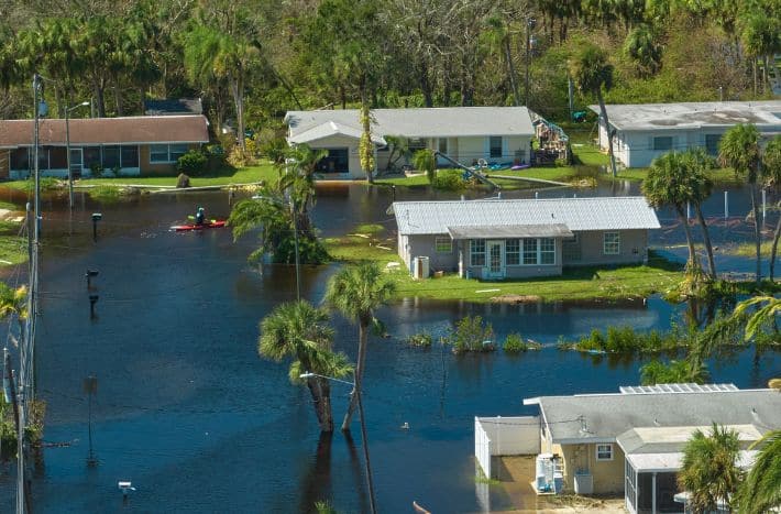 Floodwaters surround ranch homes following Hurricane Ian