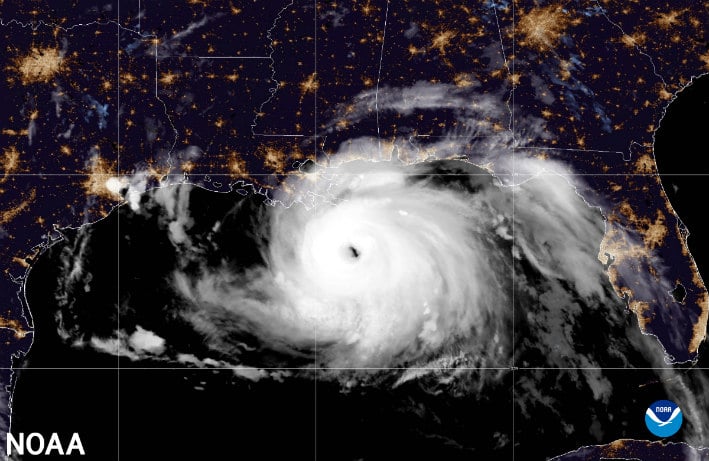 IMAGE Hurricane Ida Night Satellite 082921 NOAA Homepage 709x461