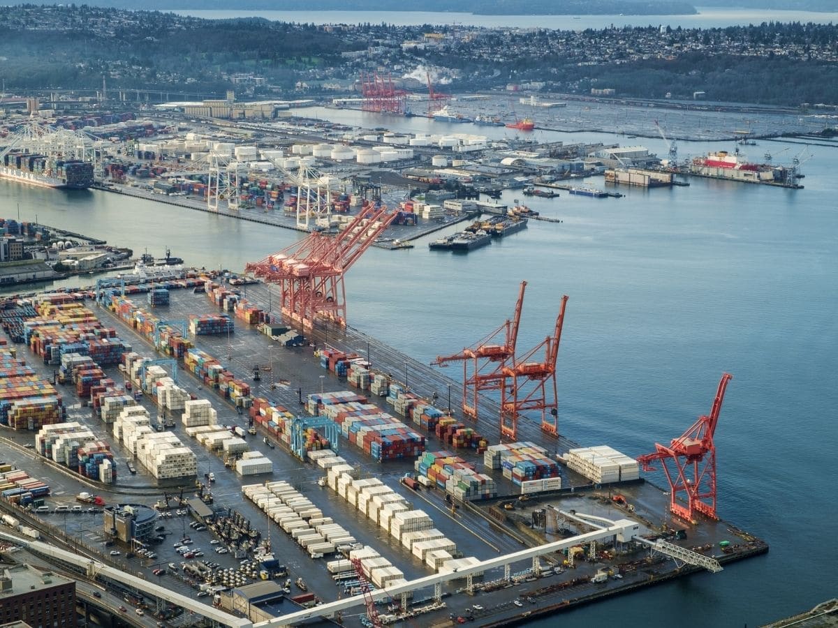 Aerial view of Port of Seattle